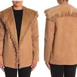 Love Token carmel faux fur and fur coat